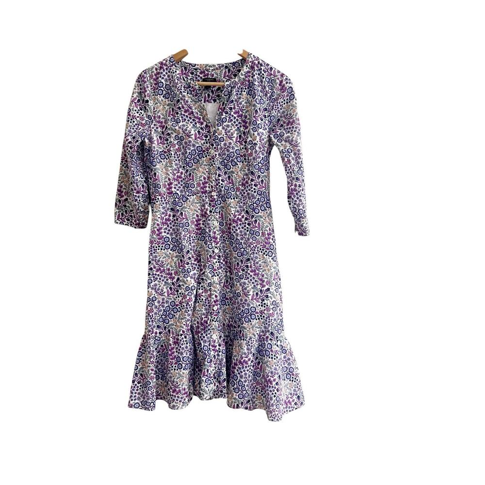 Talbots Petite Size 2 Button Down Dress Floral Multicolor Cottage Granny Core